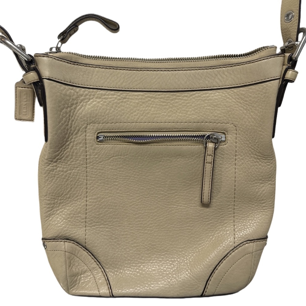 VTG COACH women's beige pebbled leather crossbody shoulder purse.